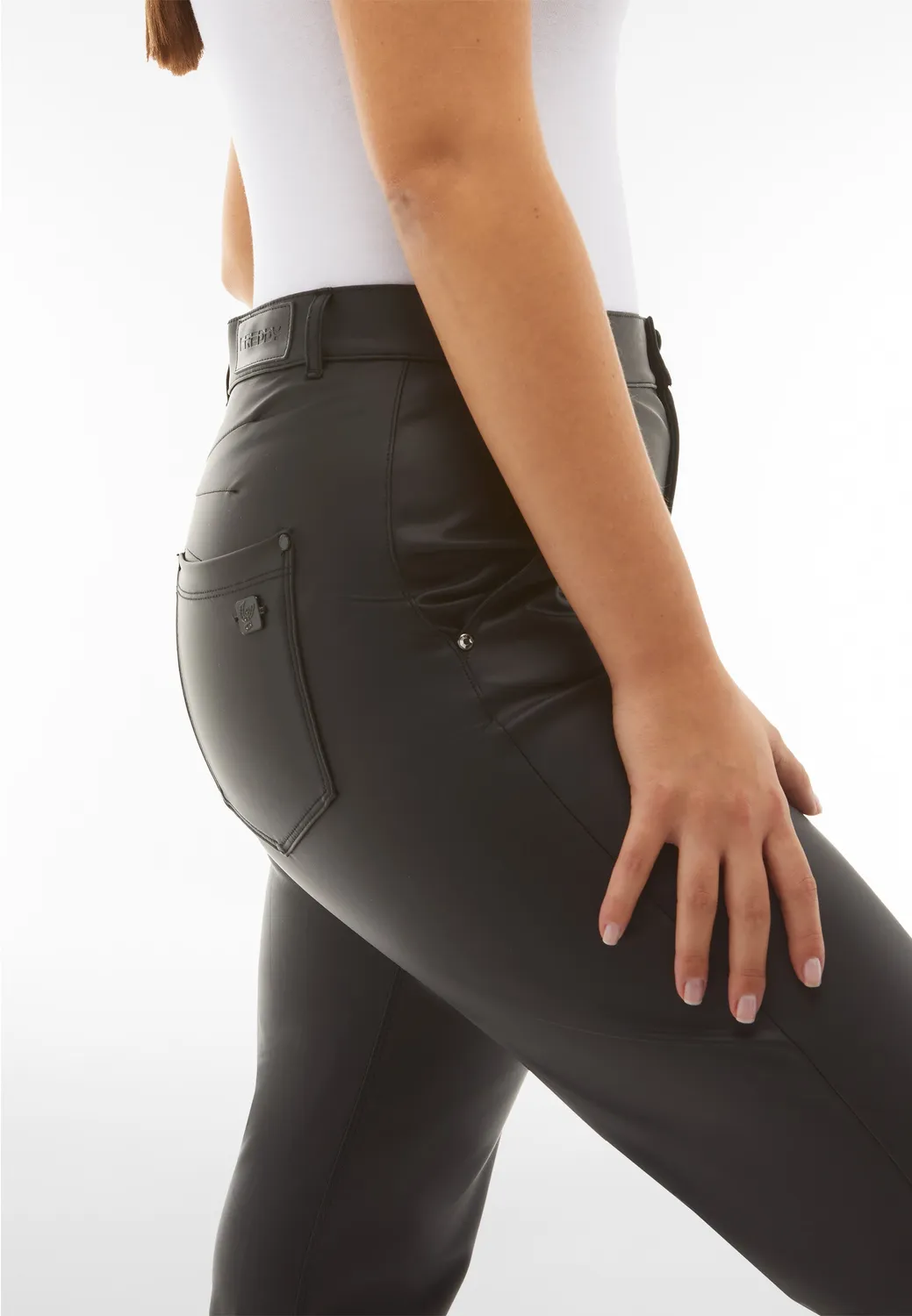Freddy Black Coated Superskinny Hose schwarz High Waist