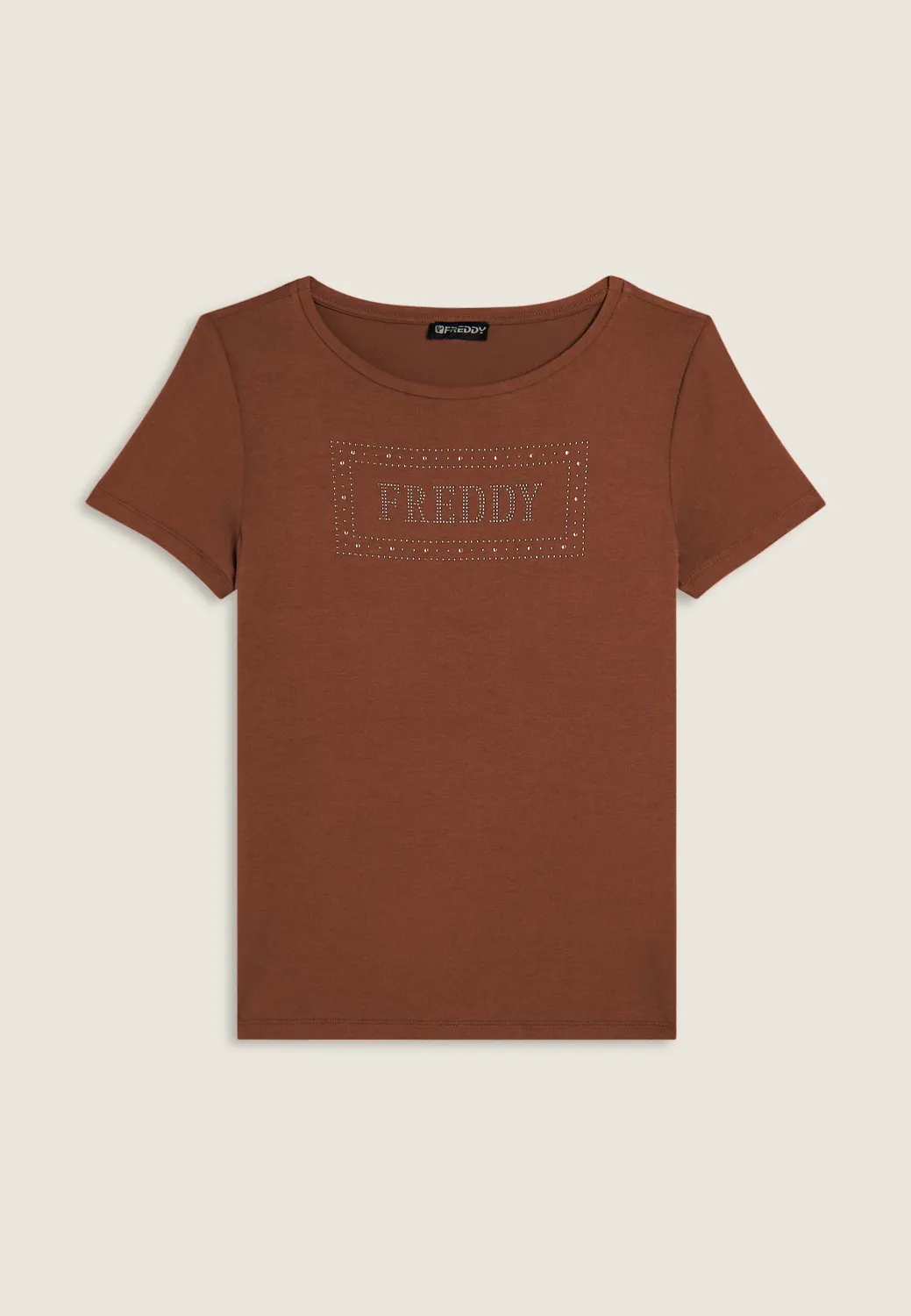 Freddy Strass Logo T-Shirt Schwarz Damen Viskose