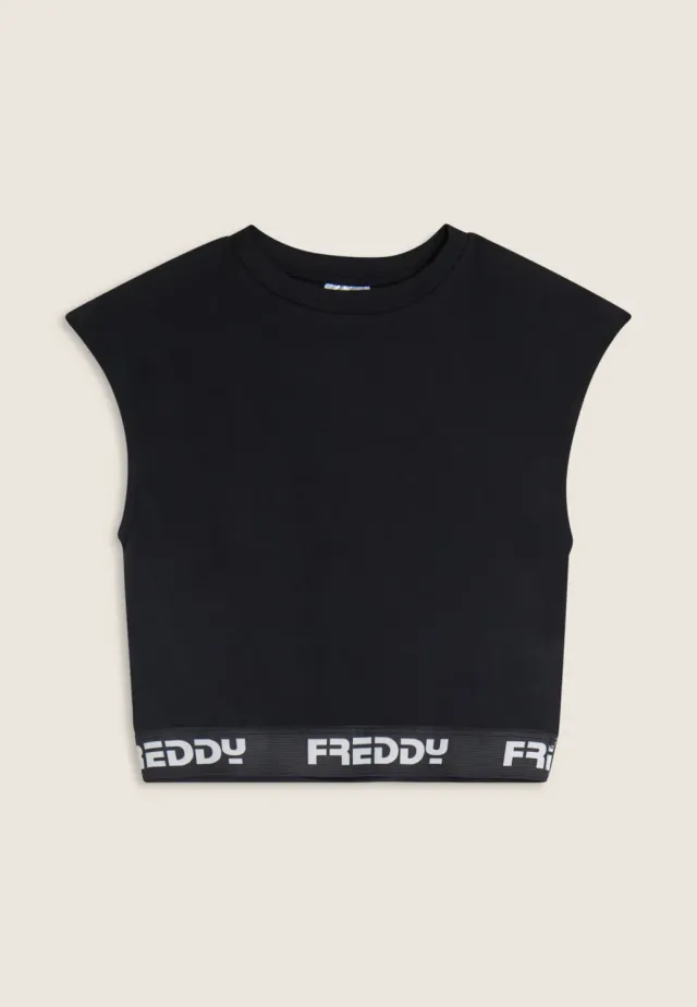 Freddy Crop Top Mädchen Jacquardbund Schwarz