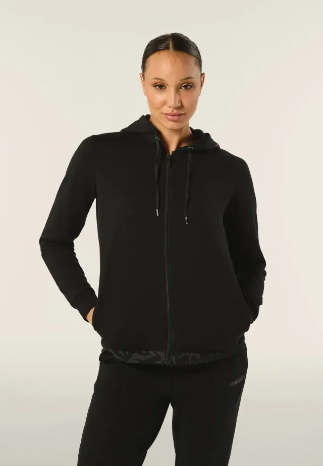 Freddy Allover Leaves Zip Hoodie Kapuzenpulli Schwarz