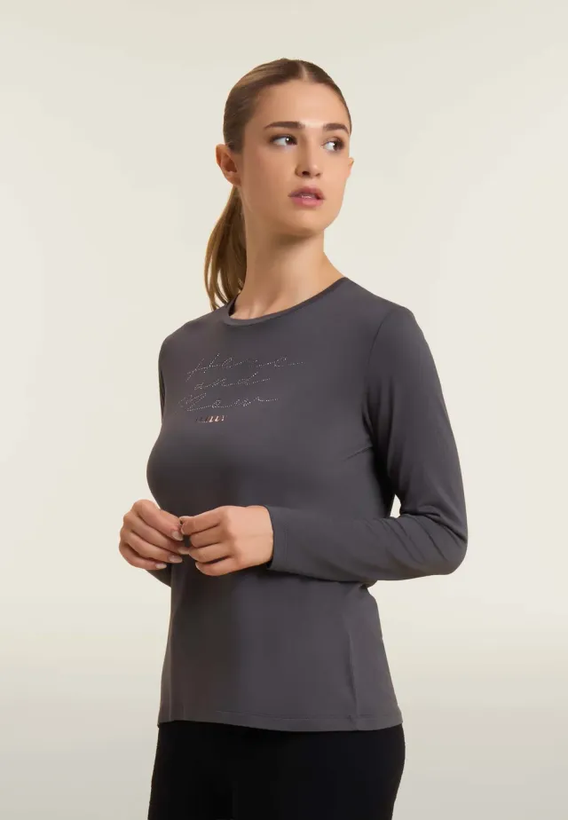 Freddy Here and Now Langarmshirt Nero Strass