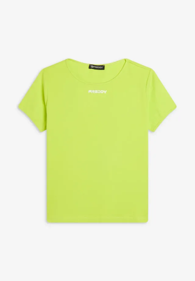 Freddy Jersey T-Shirt Damen Weiß Minimalprint