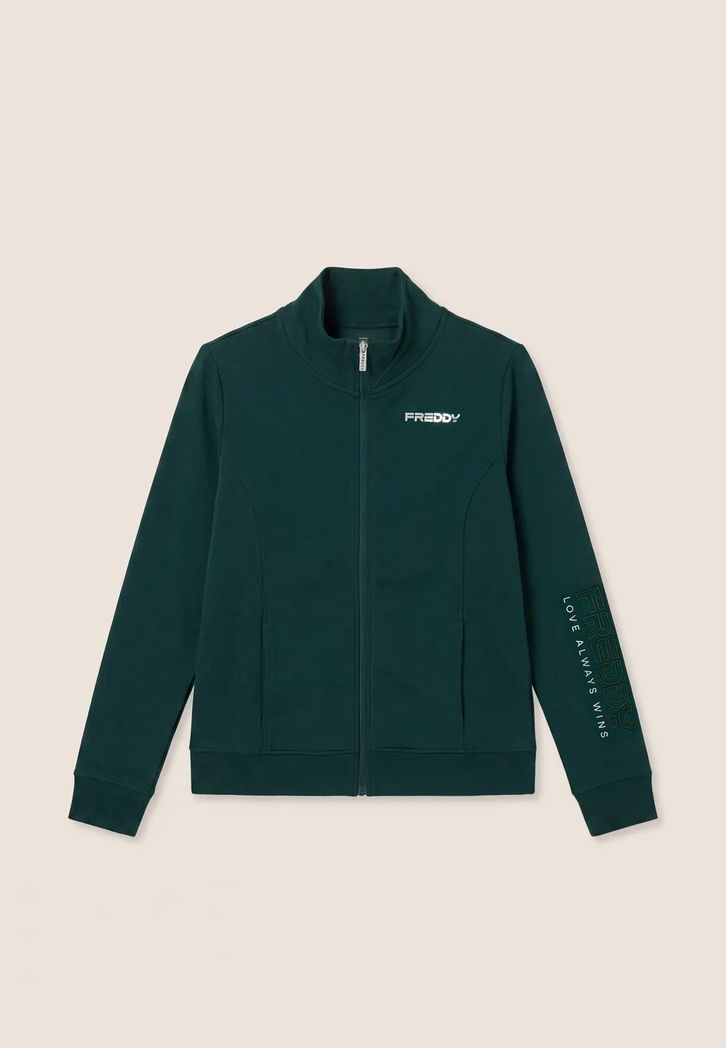 Freddy Sweatjacke Stehkragen Schwarz Zip bestickt