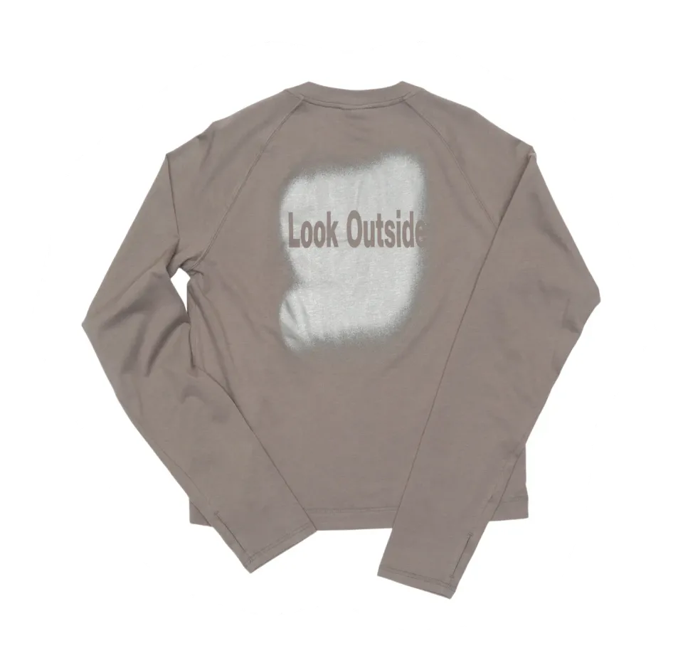 UNNA Look Outside LS W Langarmshirt Fog Grey Baumwolle