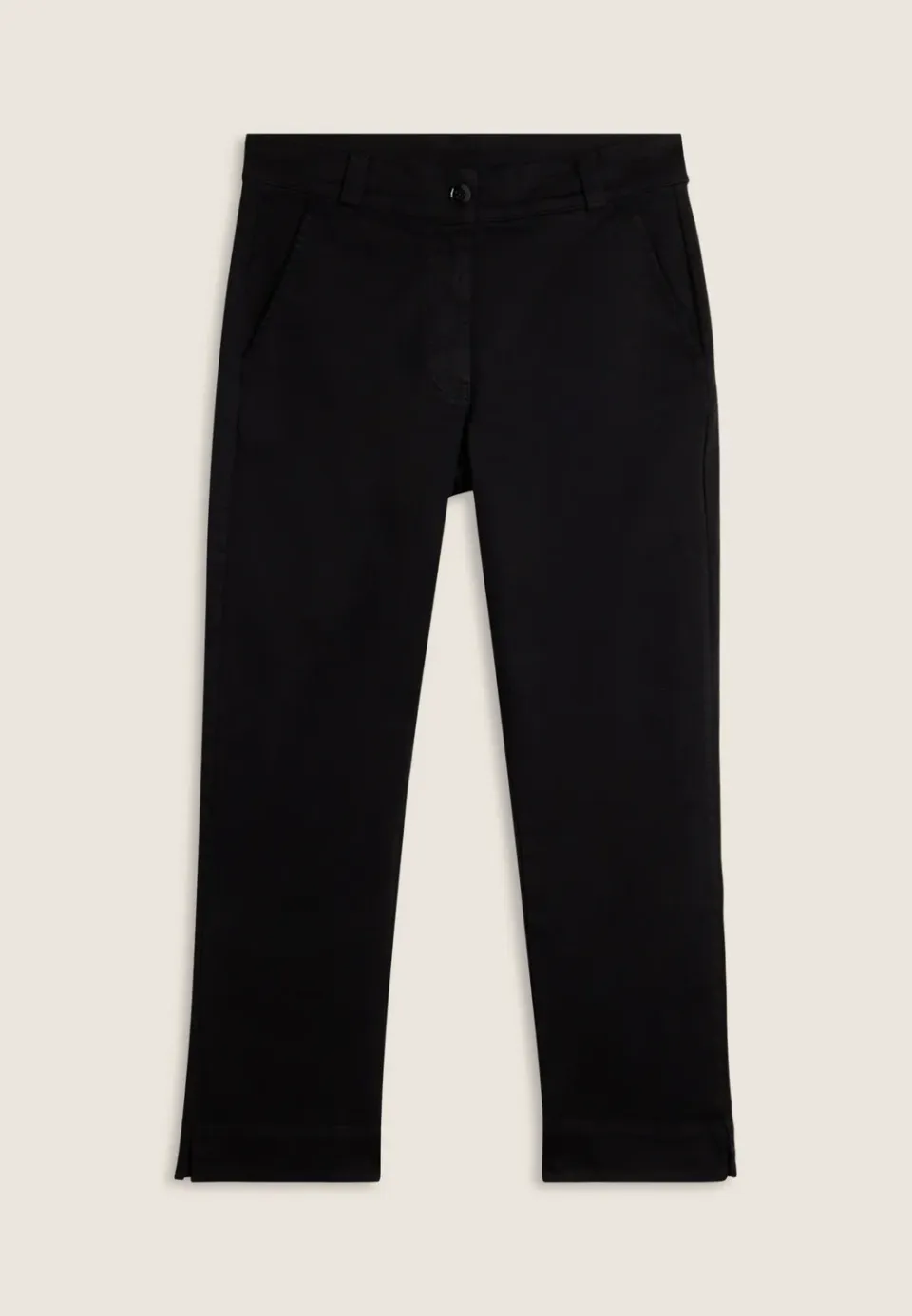Freddy Cropped Slim Fit Baumwoll-Hose Schwarz mit Schlitz
