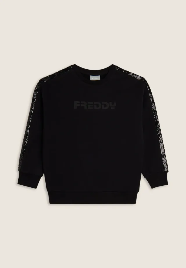 Freddy Pailletten Sweatshirt Mädchen Schwarz