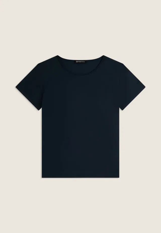 Freddy Regular T-Shirt Damen Baumwolle Dunkelblau
