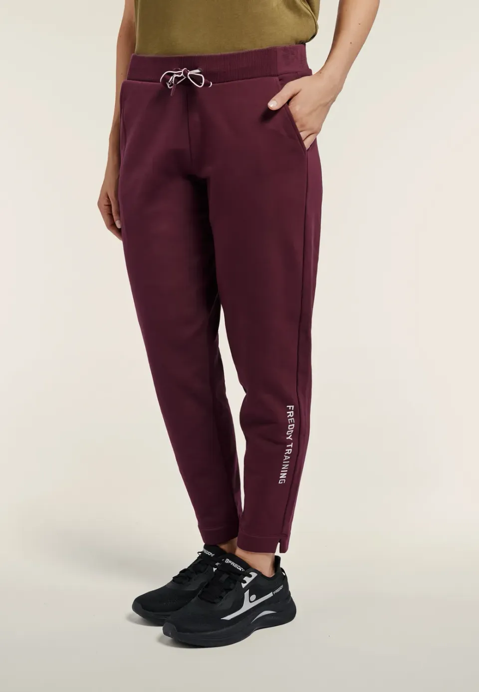 Freddy Sporthose Damen 7/8 Schwarz Leo-Detail Baumwolle