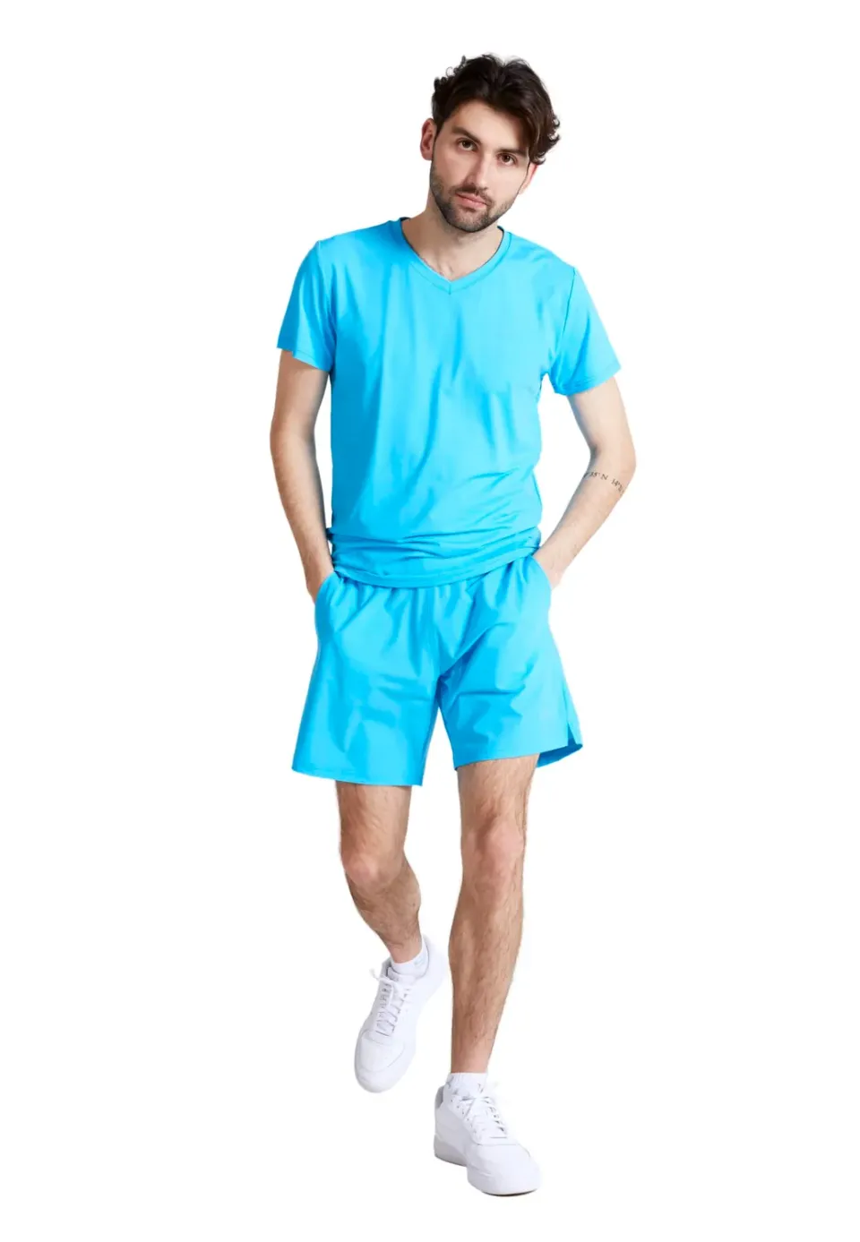 SPORTKIND V-Ausschnitt T-Shirt türkis S UV-Schutz