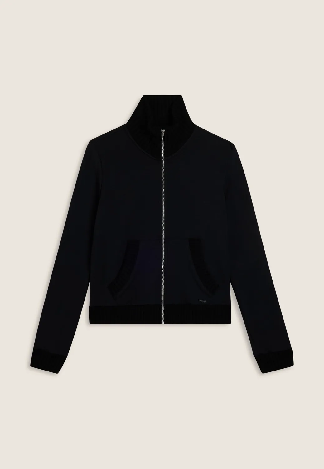 Freddy Slim Sweatjacke Schwarz mit Zip und Rippdetails