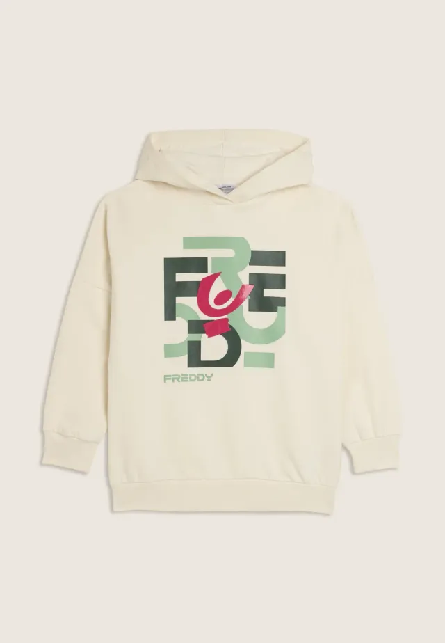 Freddy Junior Oversize Hoodie Weiß mit Grafik