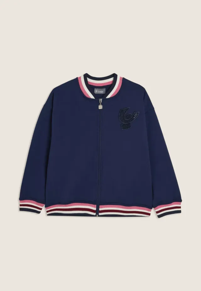 Freddy Junior Bomber Sweatjacke Blau Strass