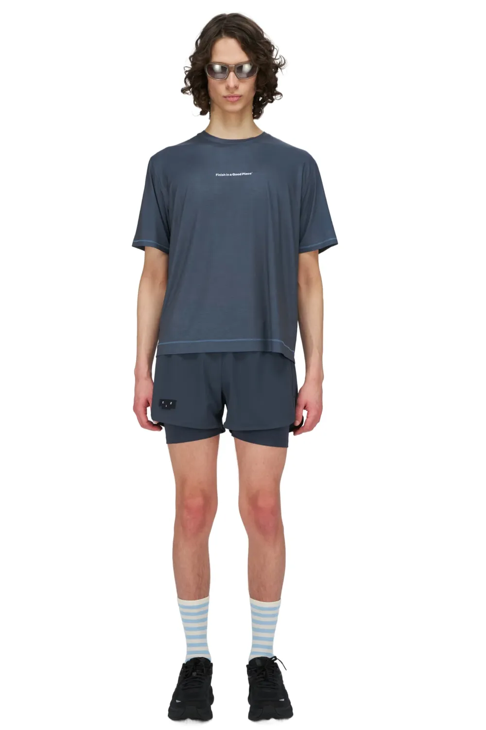 UNNA Flow Shorts 3" Laufshorts Blue Grey leicht