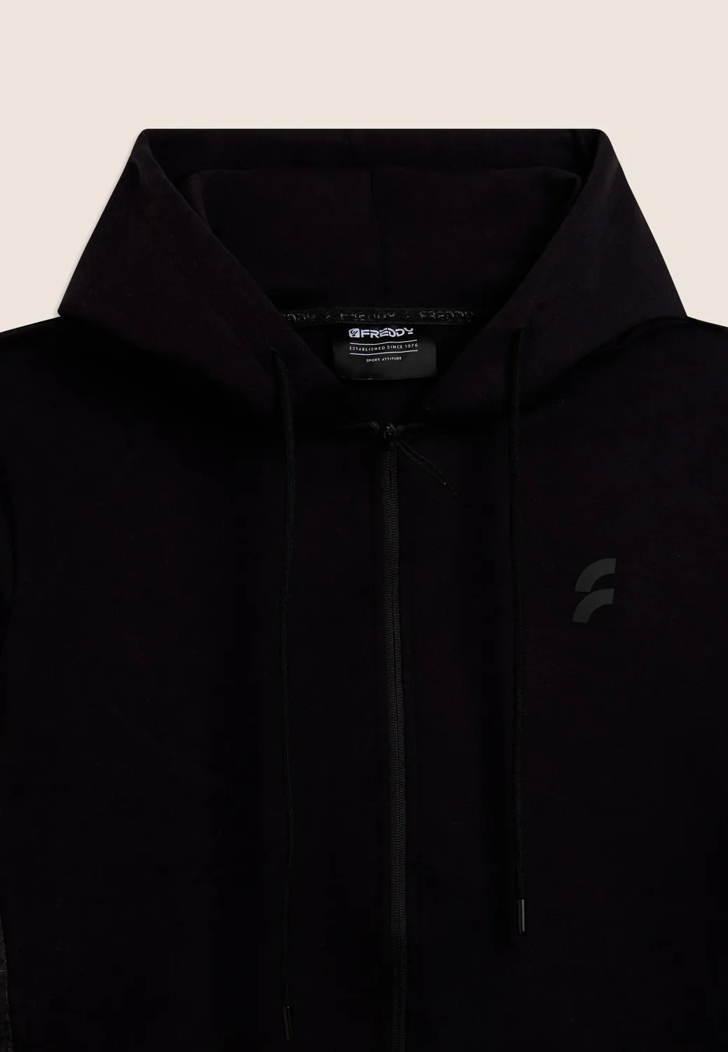 Freddy Hoodie Herren Full-Zip Technik-Einsätze schwarz