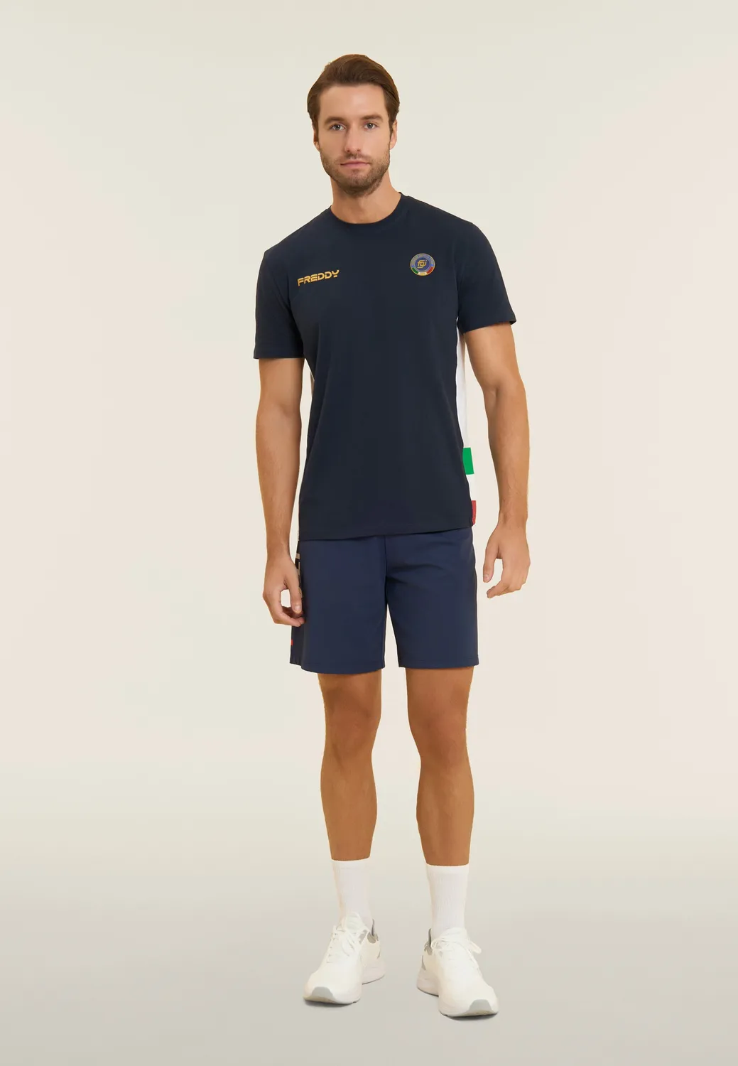 Freddy Italia FGI Herren T-Shirt dunkelblau-weiß Stretch