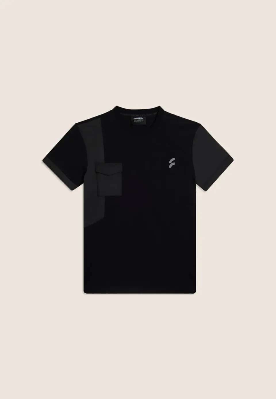 Freddy Herren T-Shirt Regular Brusttasche schwarz Baumwolle