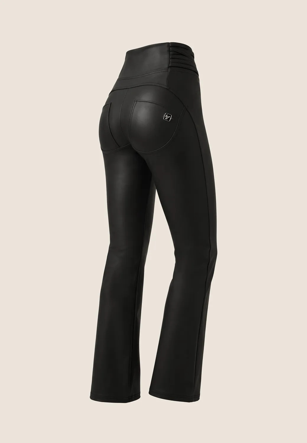 Freddy WR.UP Mini Flare Lederleggings Nero High Waist