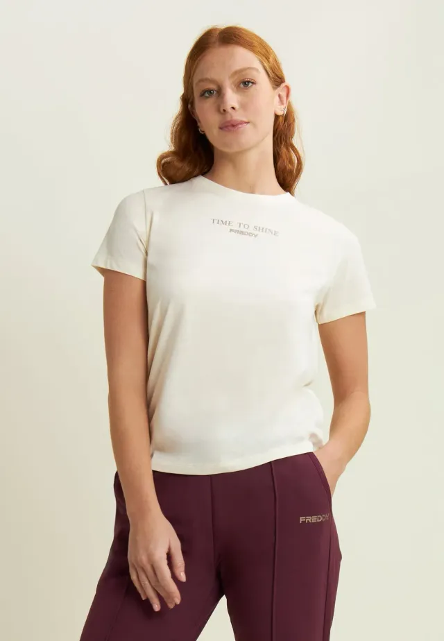 Freddy Comfort T-Shirt Damen Goldprint Schwarz