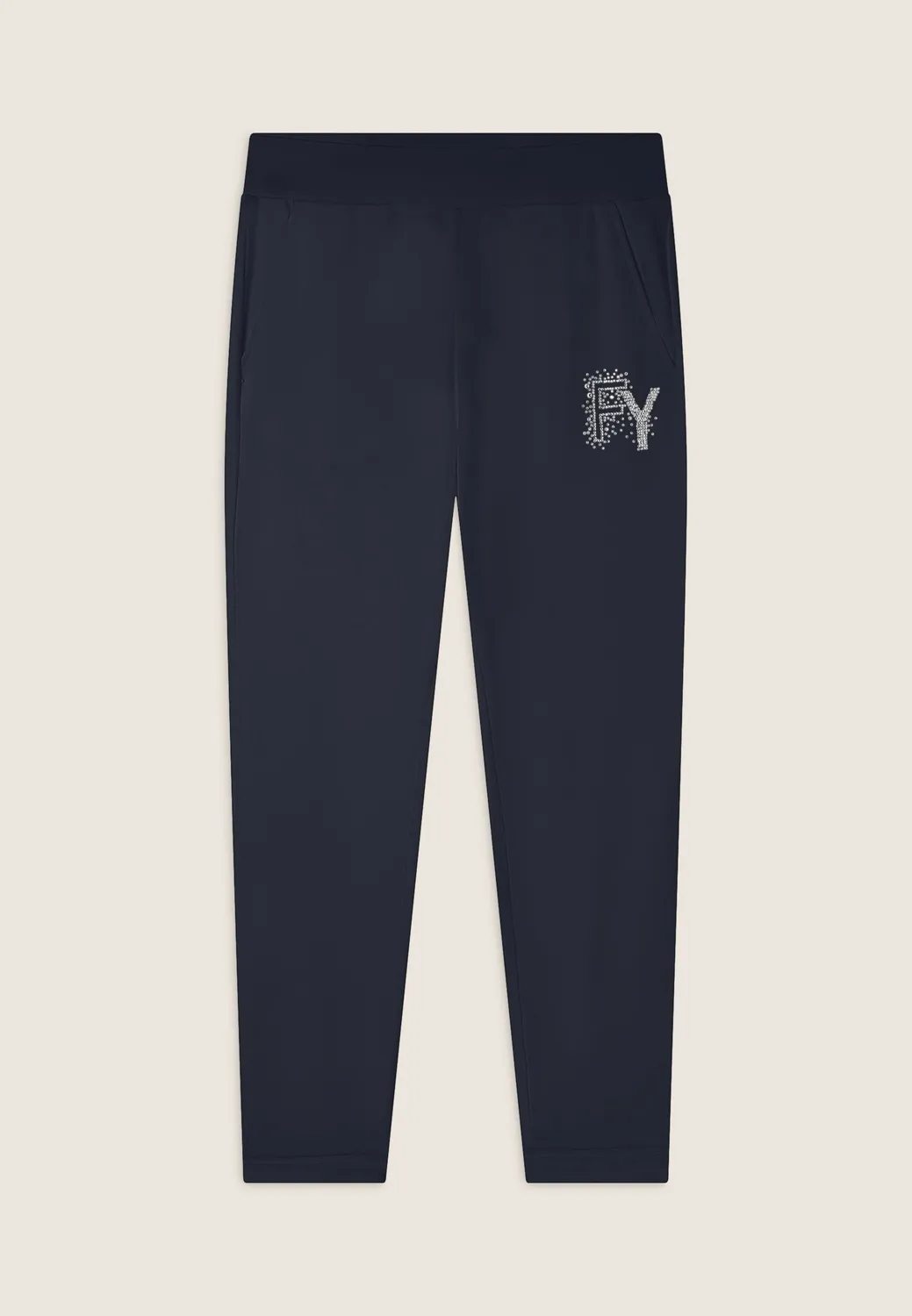 Freddy 7/8 Sporthose Umschlag Strass schwarz blickdicht