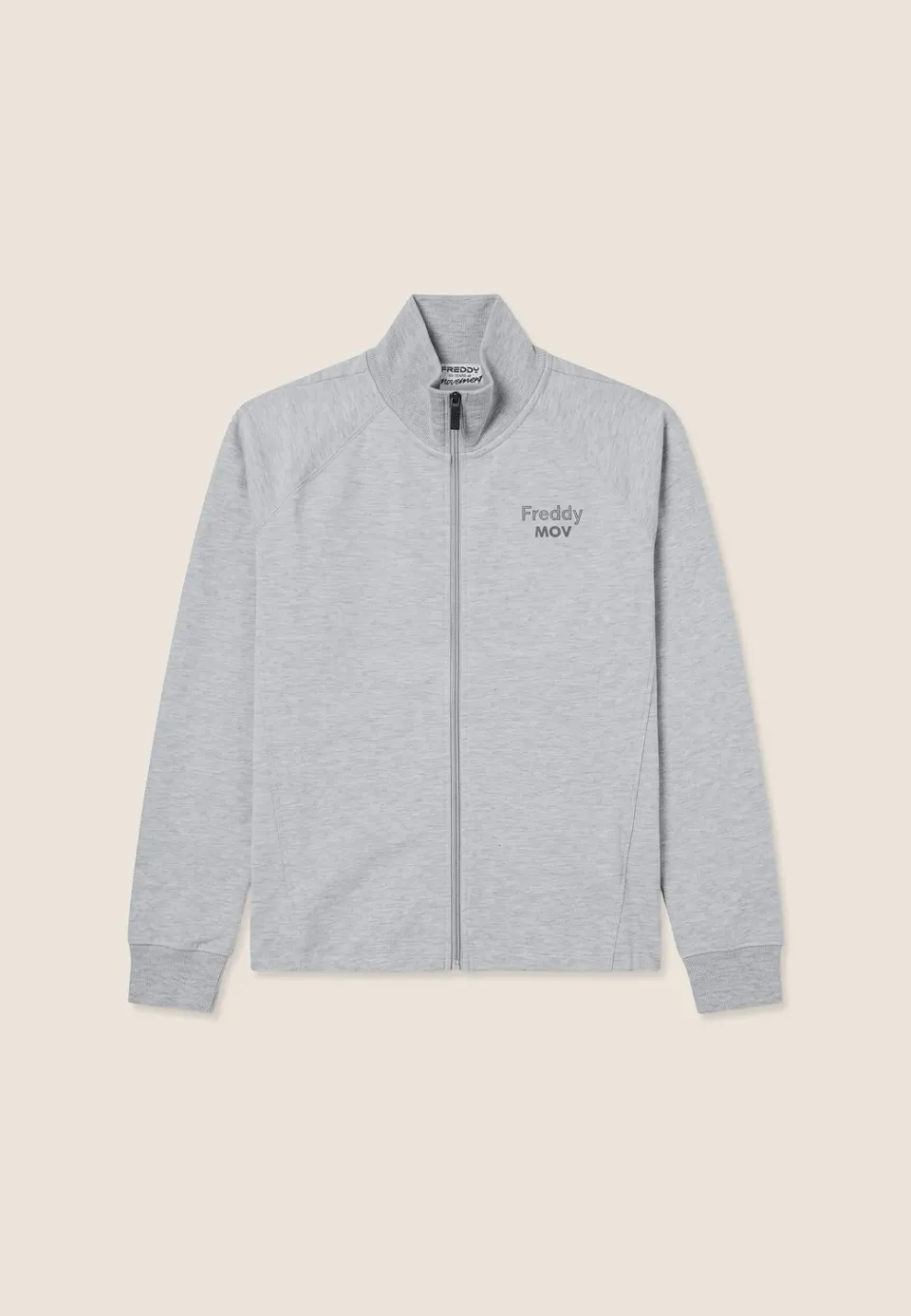 Freddy Boxy Sweatjacke Cropped Melange Grau Full-Zip
