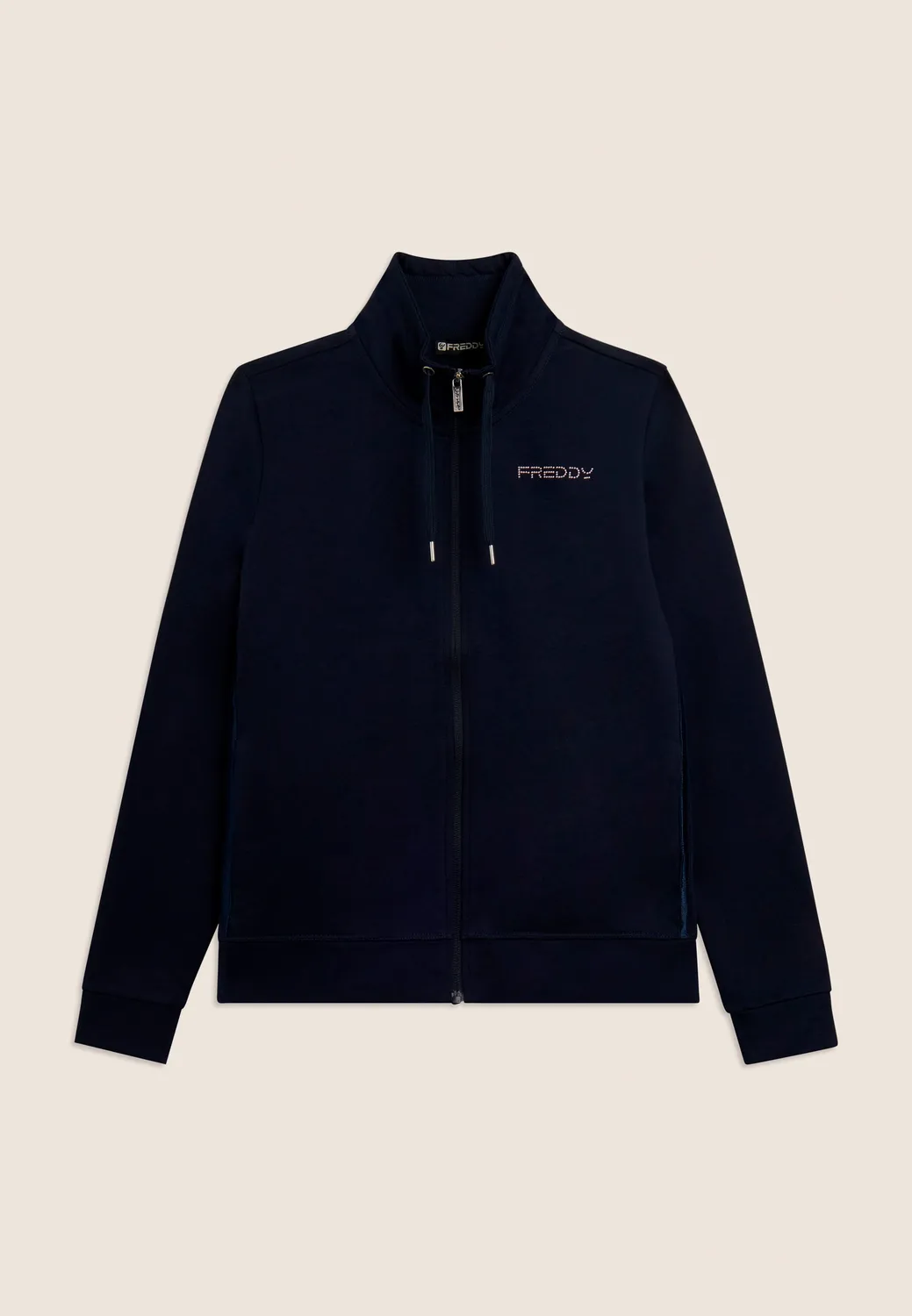 Freddy Comfort Fit Sweatjacke Schwarz Stehkragen Zip