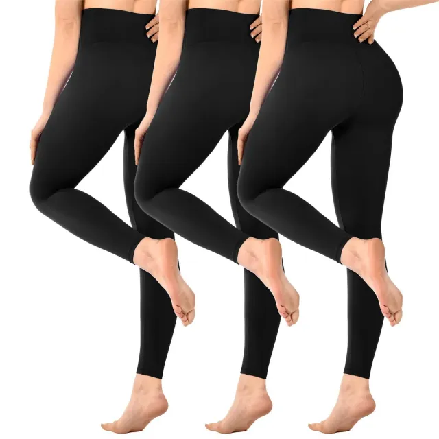 SINOPHANT Leggings High Waist Schwarz 3er blickdicht