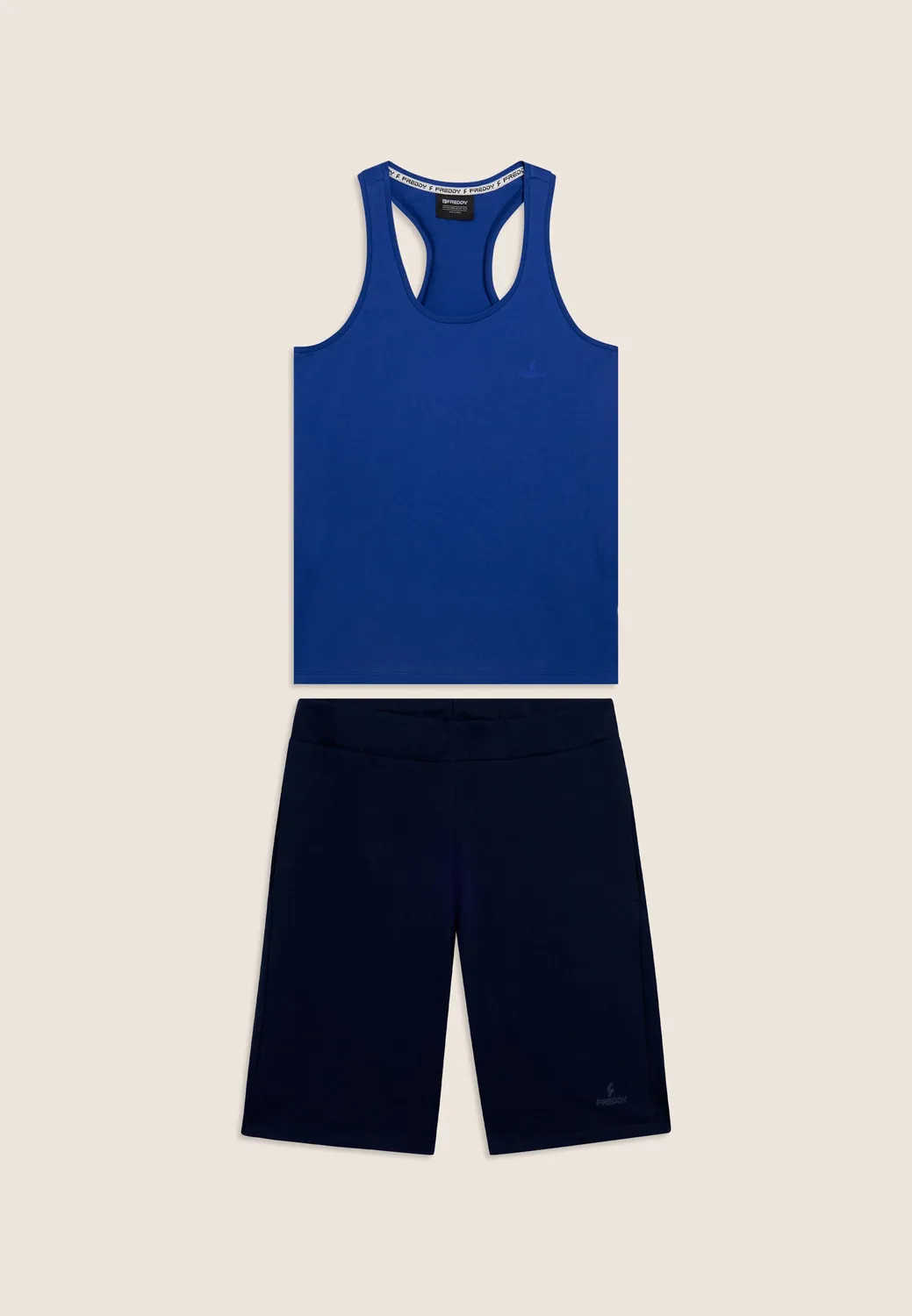Freddy Baumwoll Sport-Set Top+Shorts Schwarz leicht