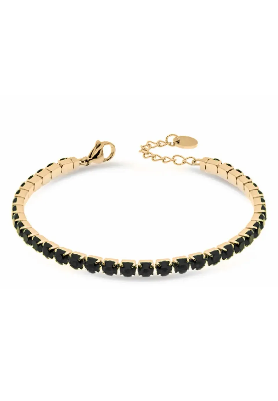 Freddy Tennis Armband Gold Edelstahl schwarze Steine