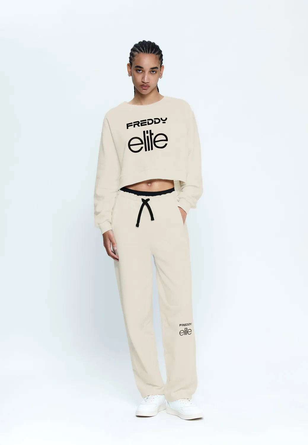Freddy Elite Cropped Sweatshirt Damen Grau Baumwolle