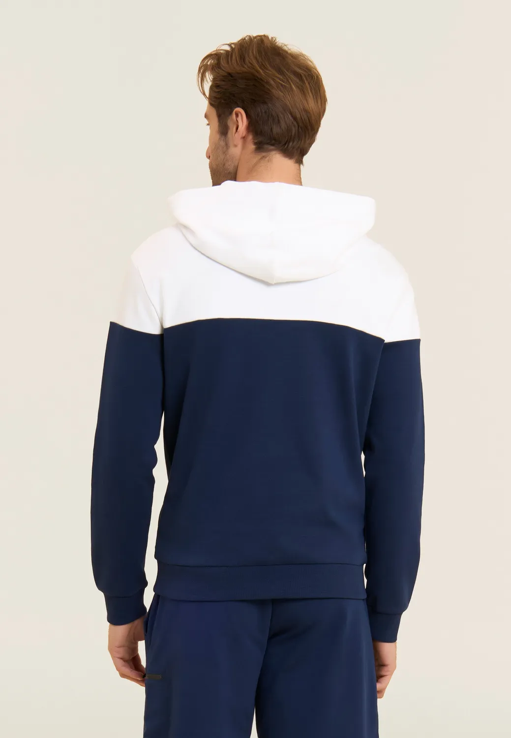 Freddy Colour Block Hoodie Pageant Blue-Bianco Kapuze Baumwolle