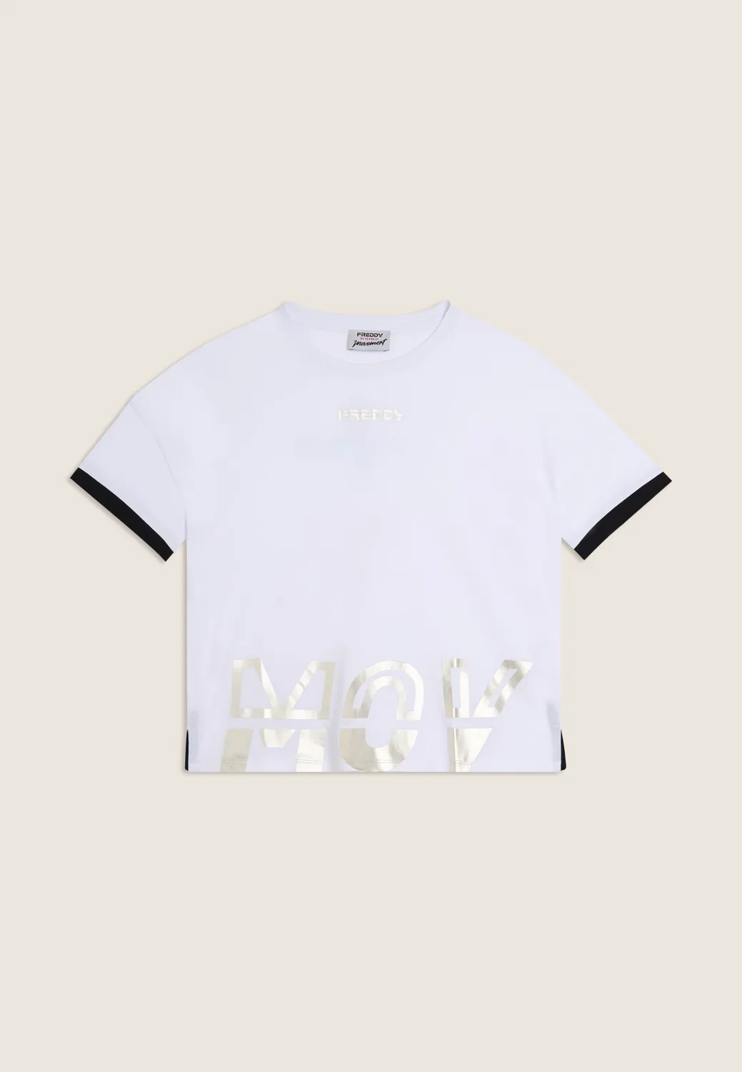 Freddy MOV Print T-Shirt Nero-Bianco Baumwollmix relaxed