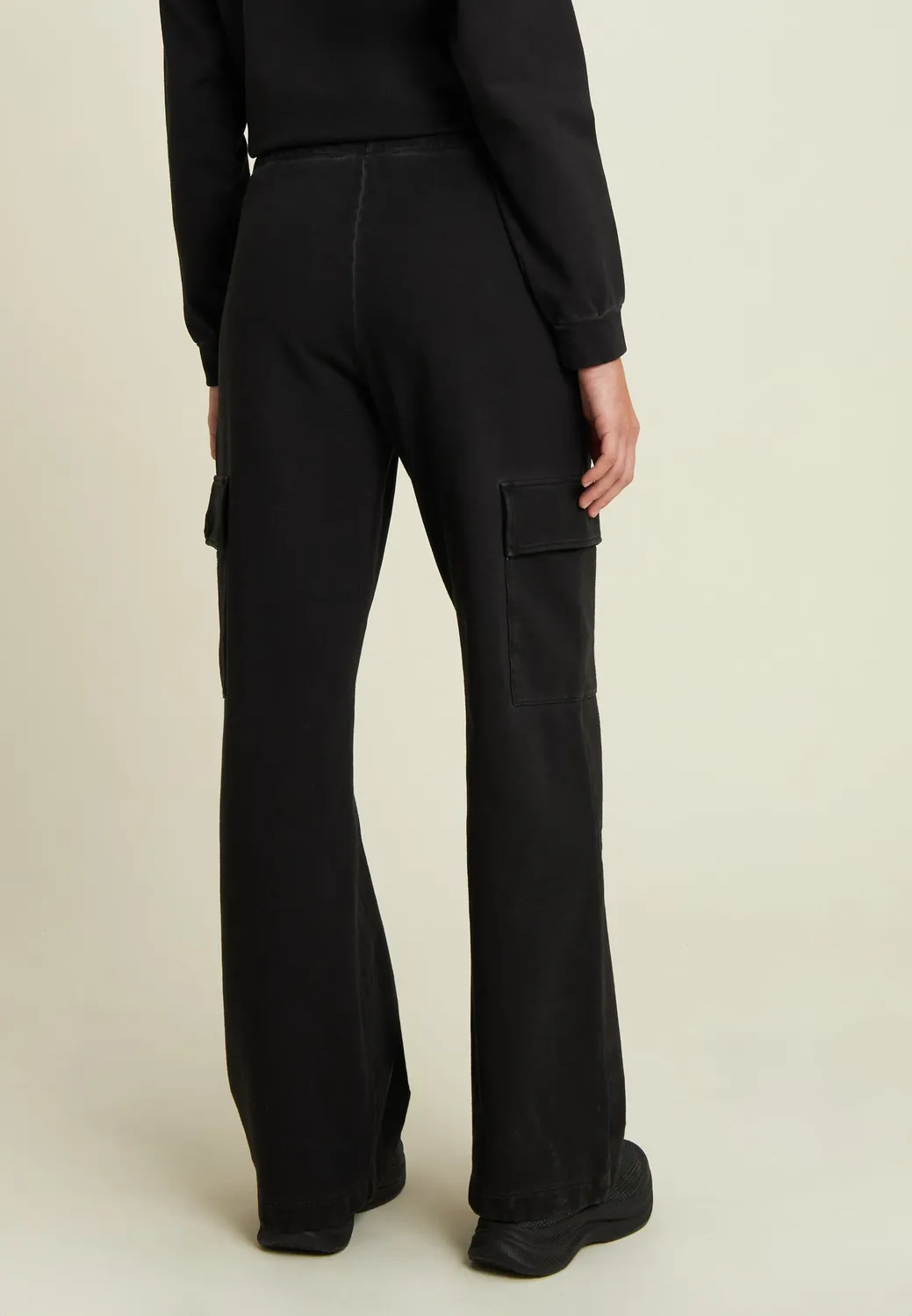 Freddy Cargo Hose Damen Schwarz Wide Leg Cold Dyed Fleece