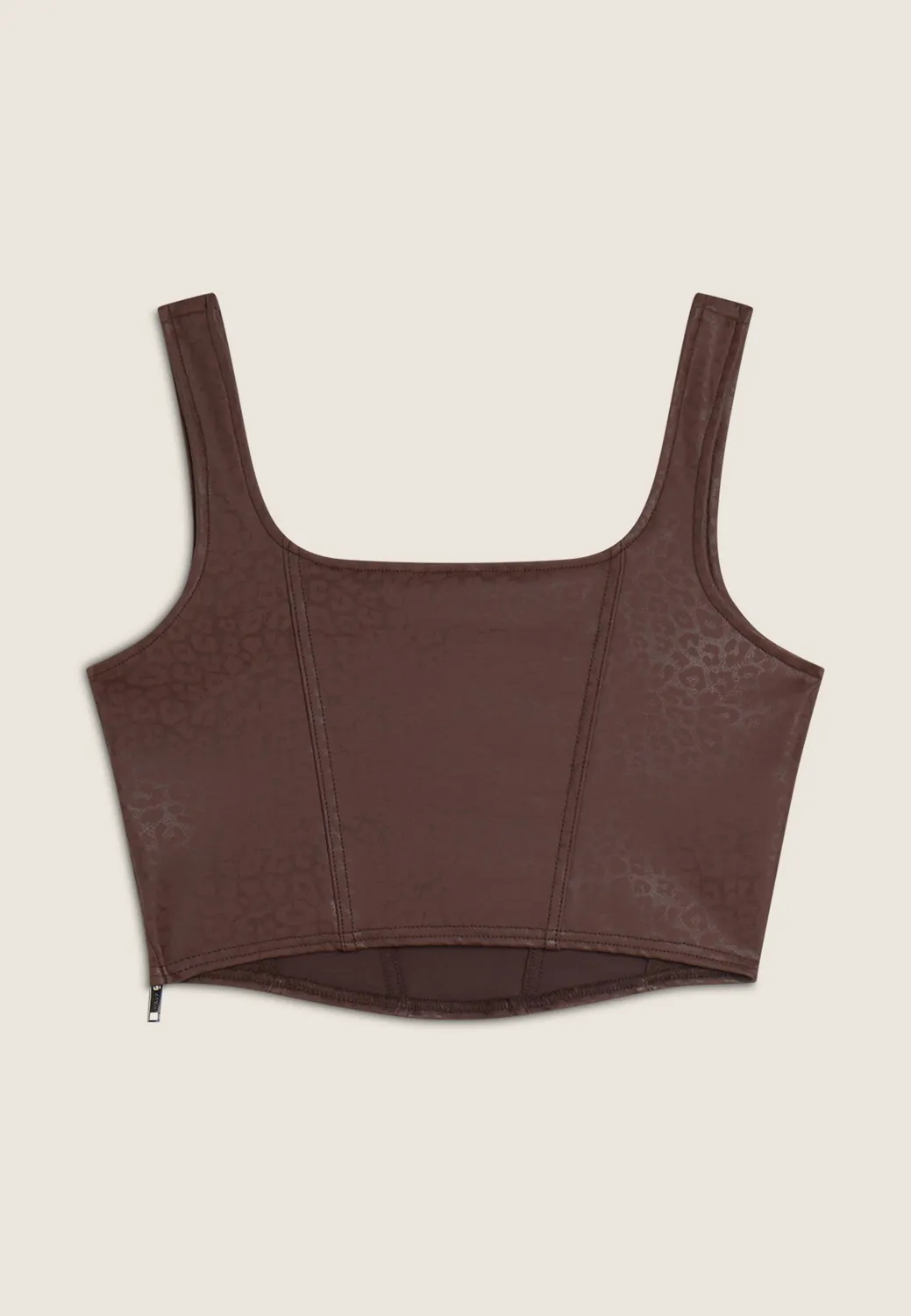 Freddy Bustier Top Animalier Brown Kunstleder kurz leo