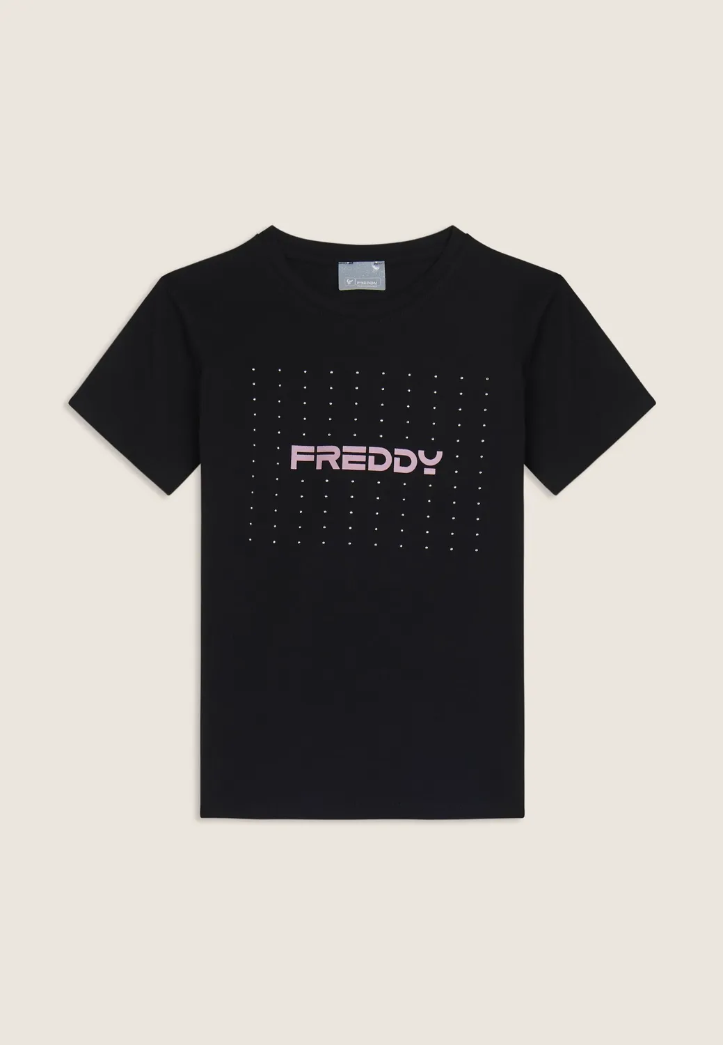 Freddy Logo Strass T-Shirt Mädchen Schwarz Jersey