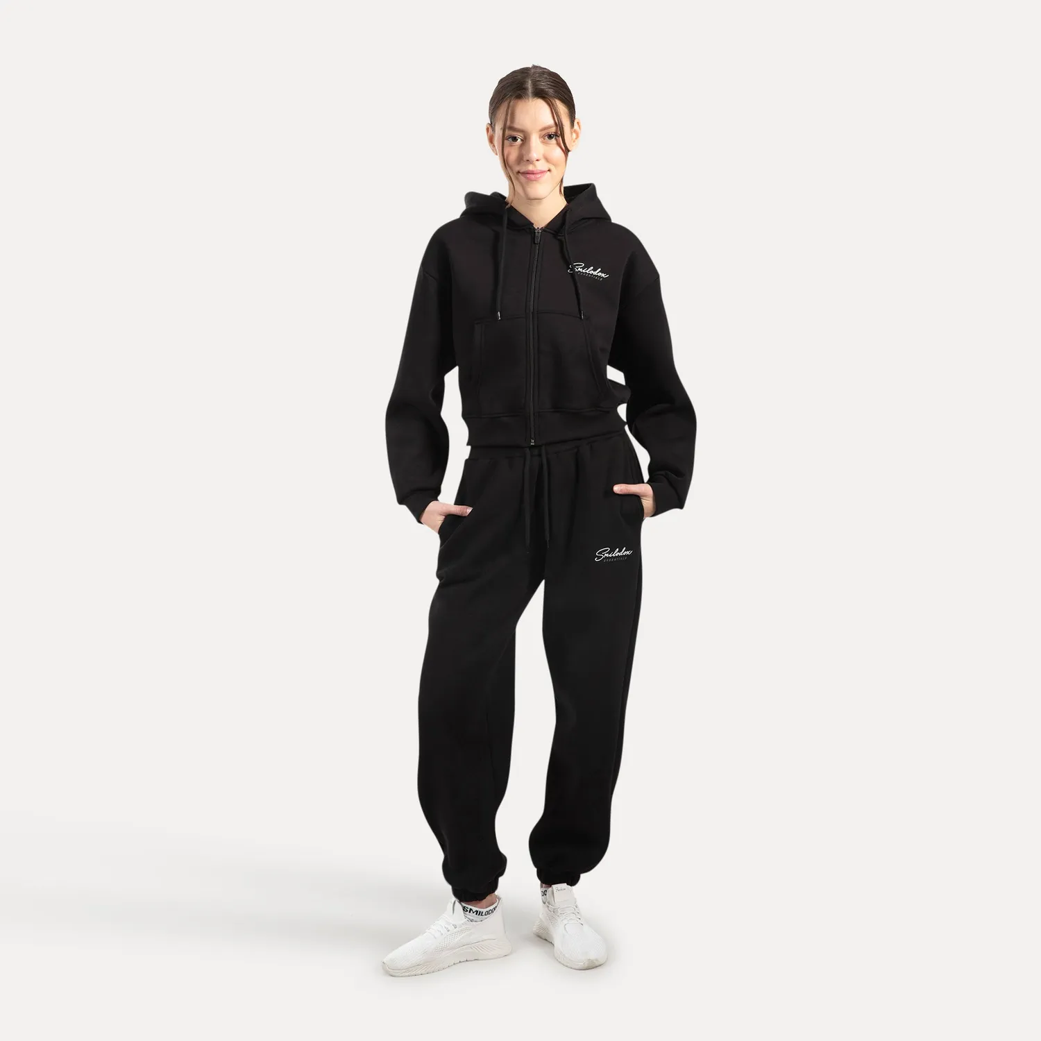 Smilodox Enara Zip Jacke Damen Schwarz Regular Fit