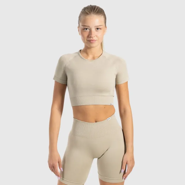 Smilodox Elna Crop Shirt Schwarz Damen kurz
