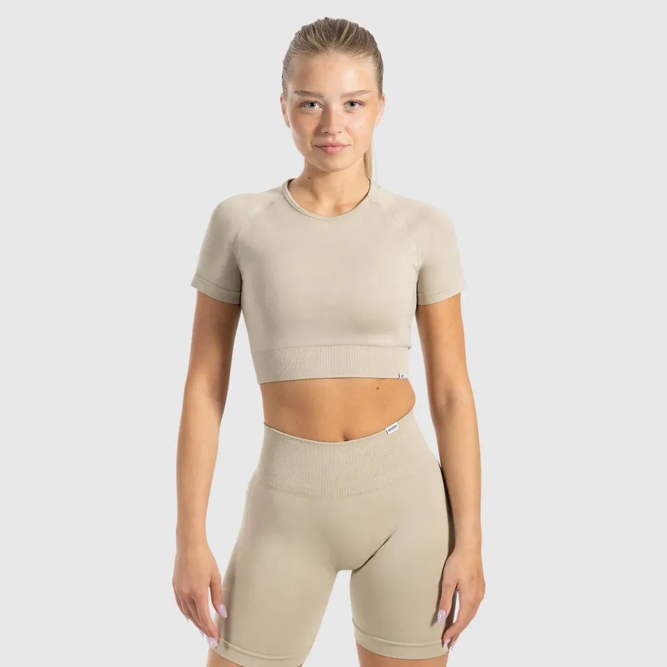 Smilodox Elna Crop Shirt Schwarz Damen kurz