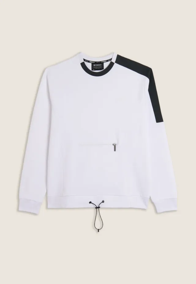 Freddy French Terry Sweatshirt Bianco Kontrast Reissverschluss