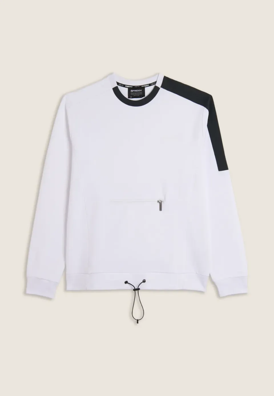 Freddy French Terry Sweatshirt Bianco Kontrast Reissverschluss