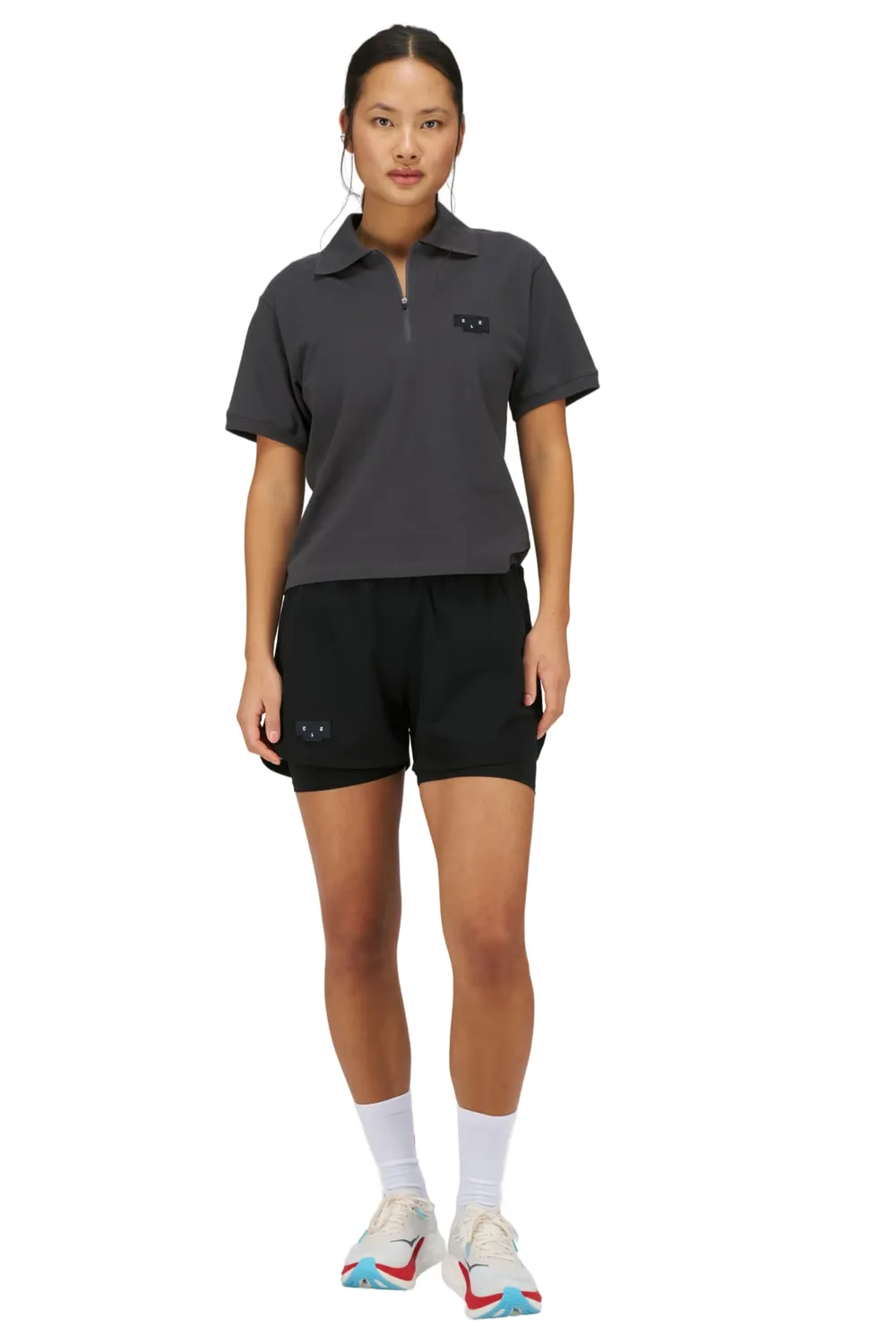 UNNA Polo Run Shirt W Poloshirt Off Black Bio-Baumwolle