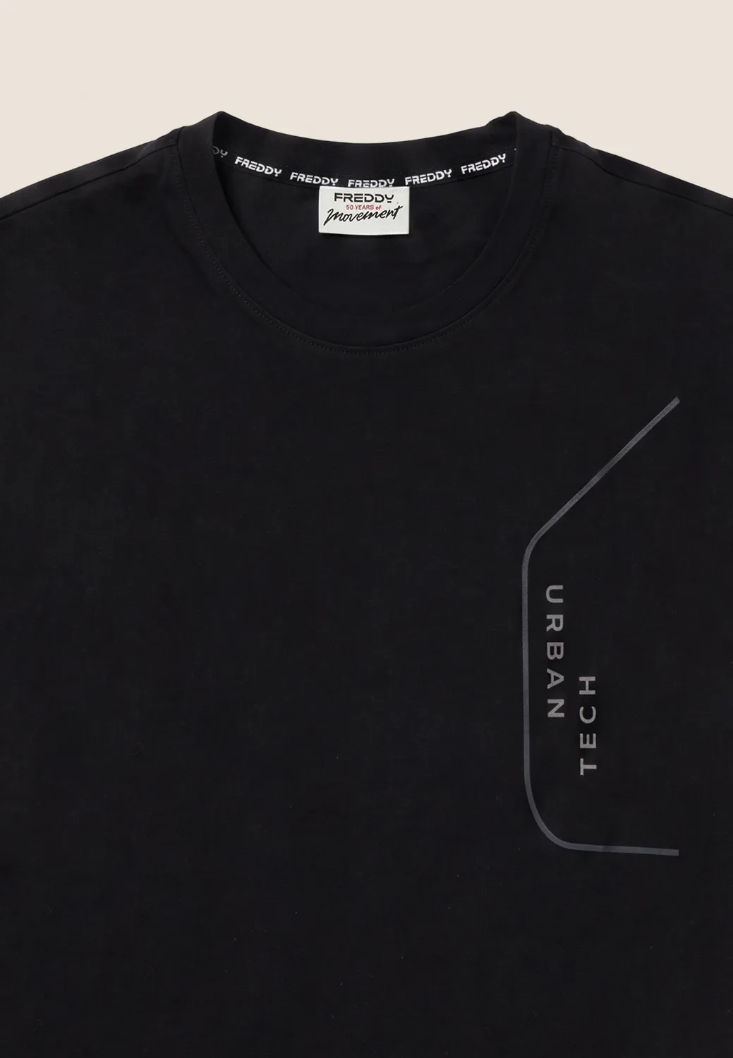Freddy T-Shirt Herren Baumwolle schwarz Gummi-Print regular