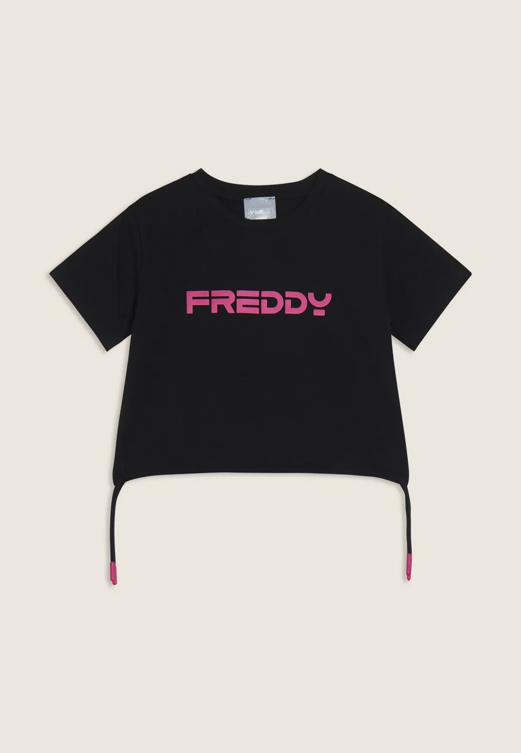 Freddy Cropped T-Shirt Mädchen Jersey Schwarz mit Kordelzug