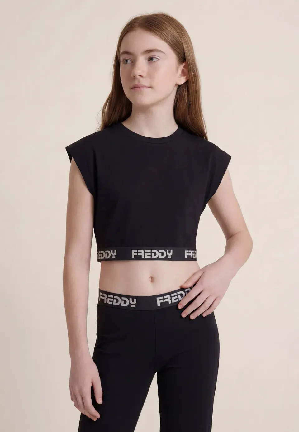 Freddy Cropped Top Mädchen Schwarz ärmellos