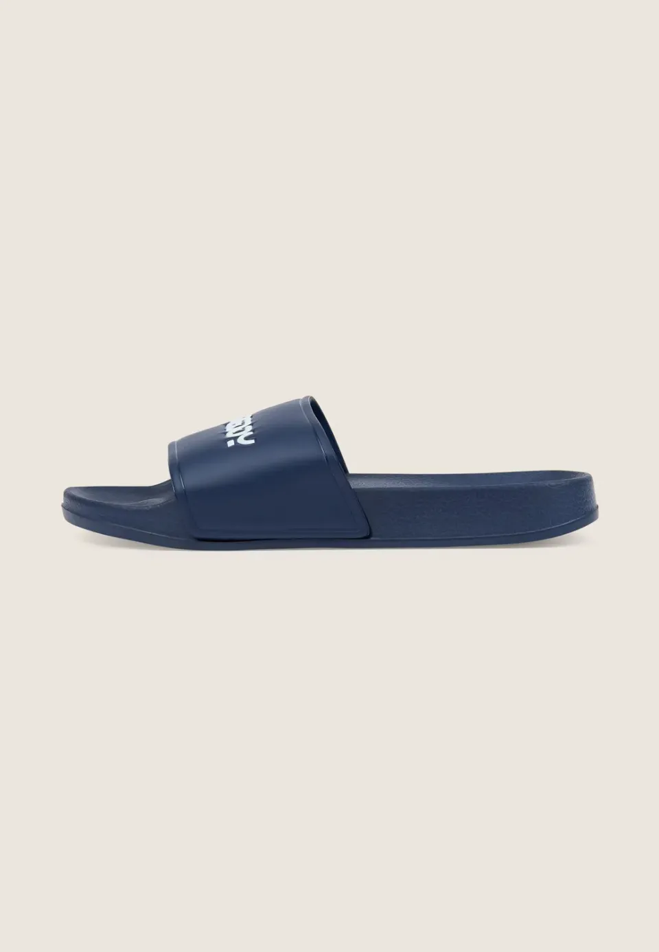 Freddy Slider Schlappen Herren blau Kontrast-Logo Fußbett