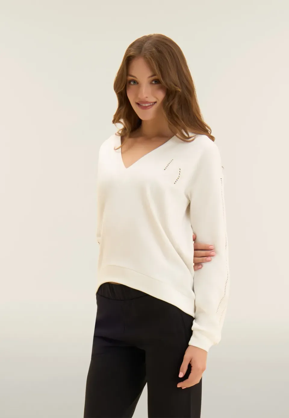 Freddy V-Ausschnitt Sweatshirt Damen Zen Blue French Terry