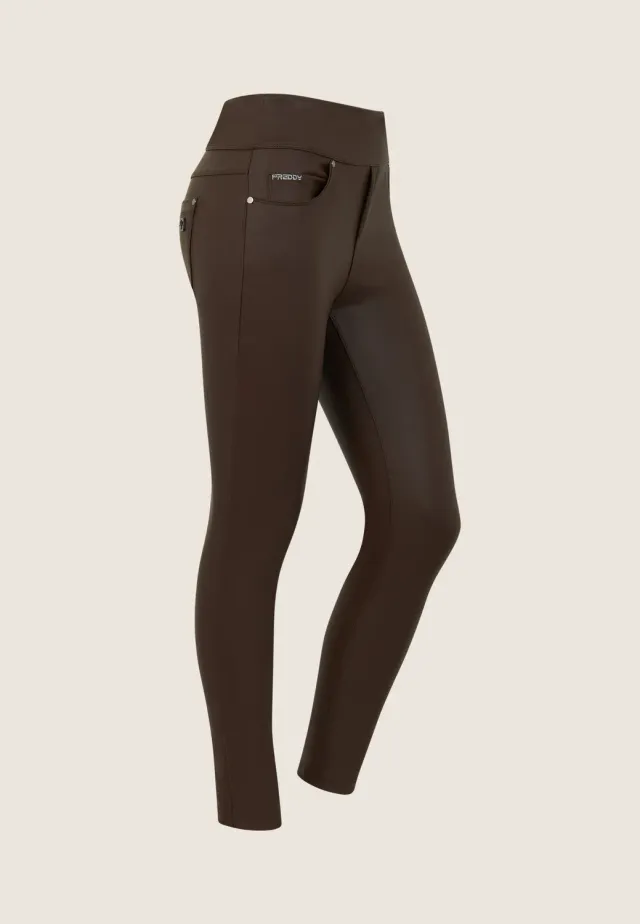 Freddy N.O.W. Hose Skinny Kunstleder Demitasse
