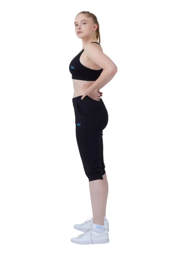 SPORTKIND 3/4 Capri Jogginghose Sporthose mit Taschen