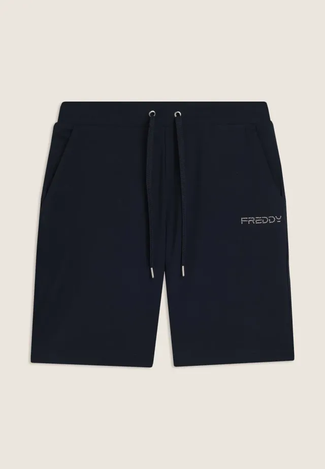 Freddy Shorts Damen Schwarz Jersey Kordelzug Taschen