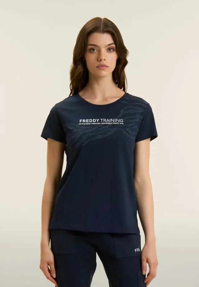 Freddy Training T-Shirt Baumwolle Schwarz Glitzer