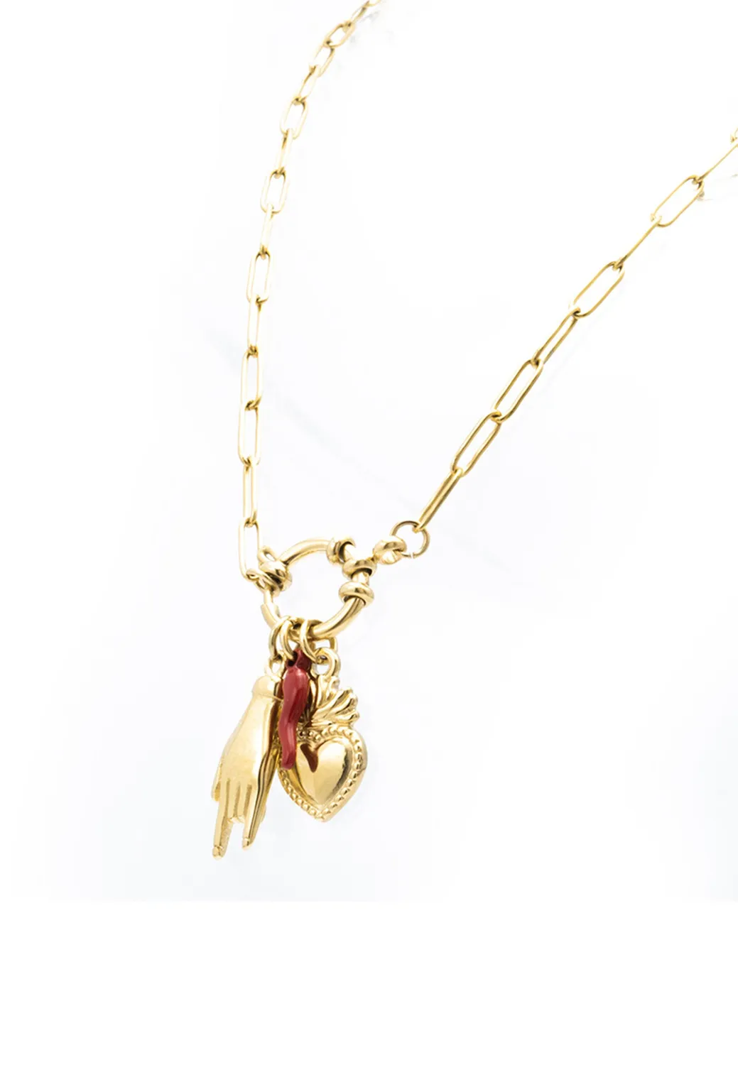 Freddy Kette Edelstahl gold Herz 45 cm Anhänger